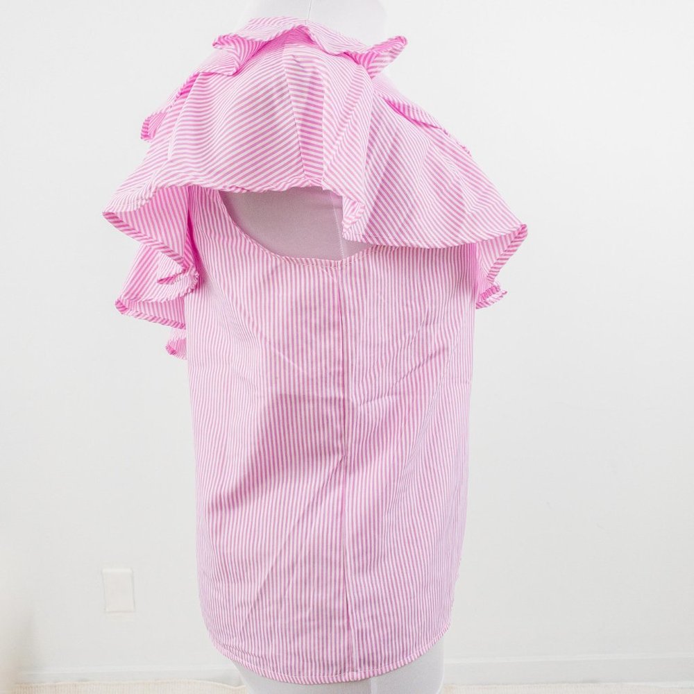 ASOS XL One Shoulder Ruffle Blouse Top Pink - Picture 5 of 7